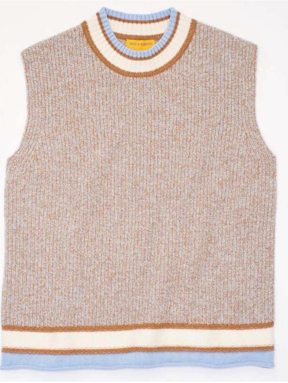 Guest in Residence 100% Cashmere Knit Sleeveless Sweater Vest in Beige